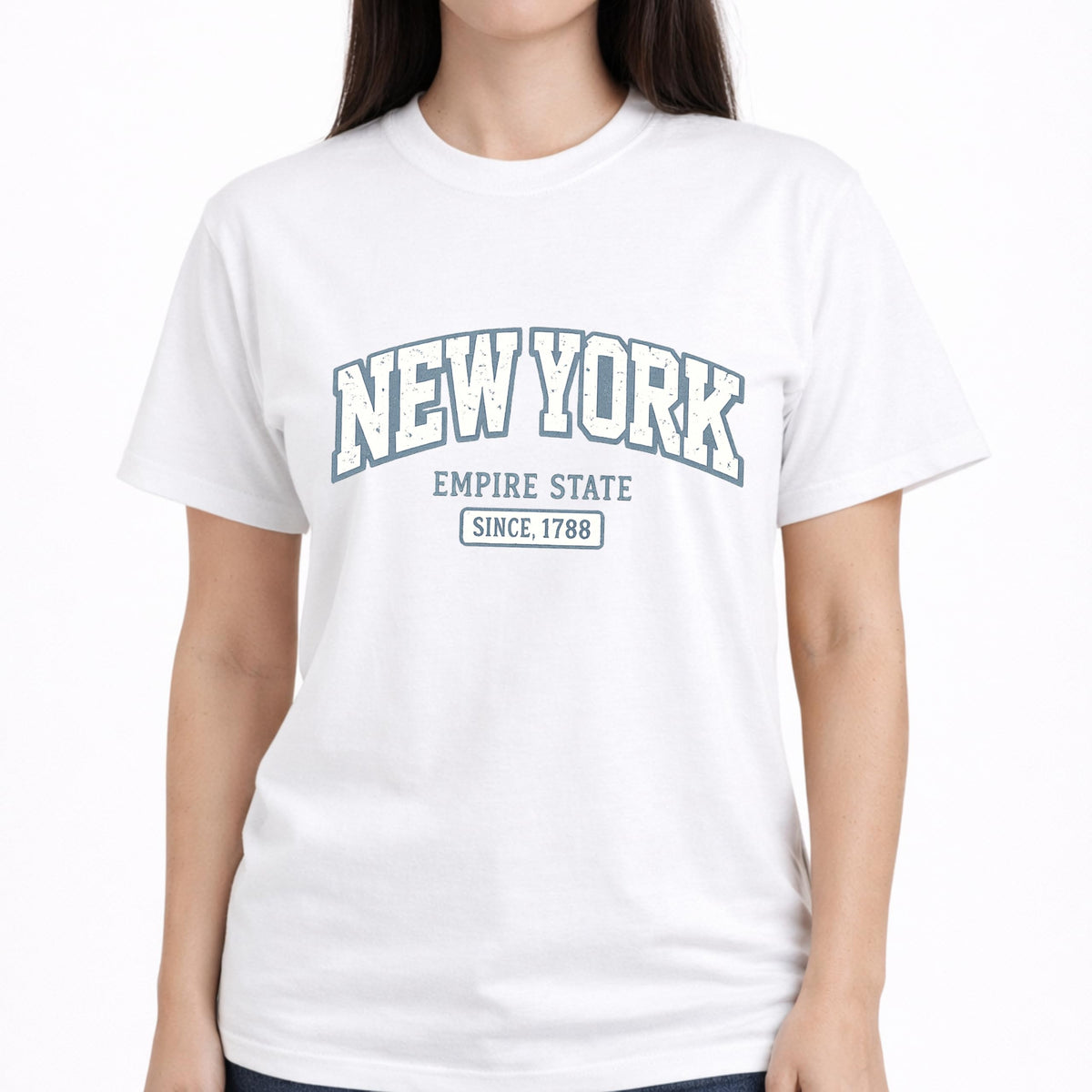 New York Empire State 1788 Women's Graphic Tee, Premium Soft Cotton, Vintage NYC Street Style, Lightweight Casual Summer Top