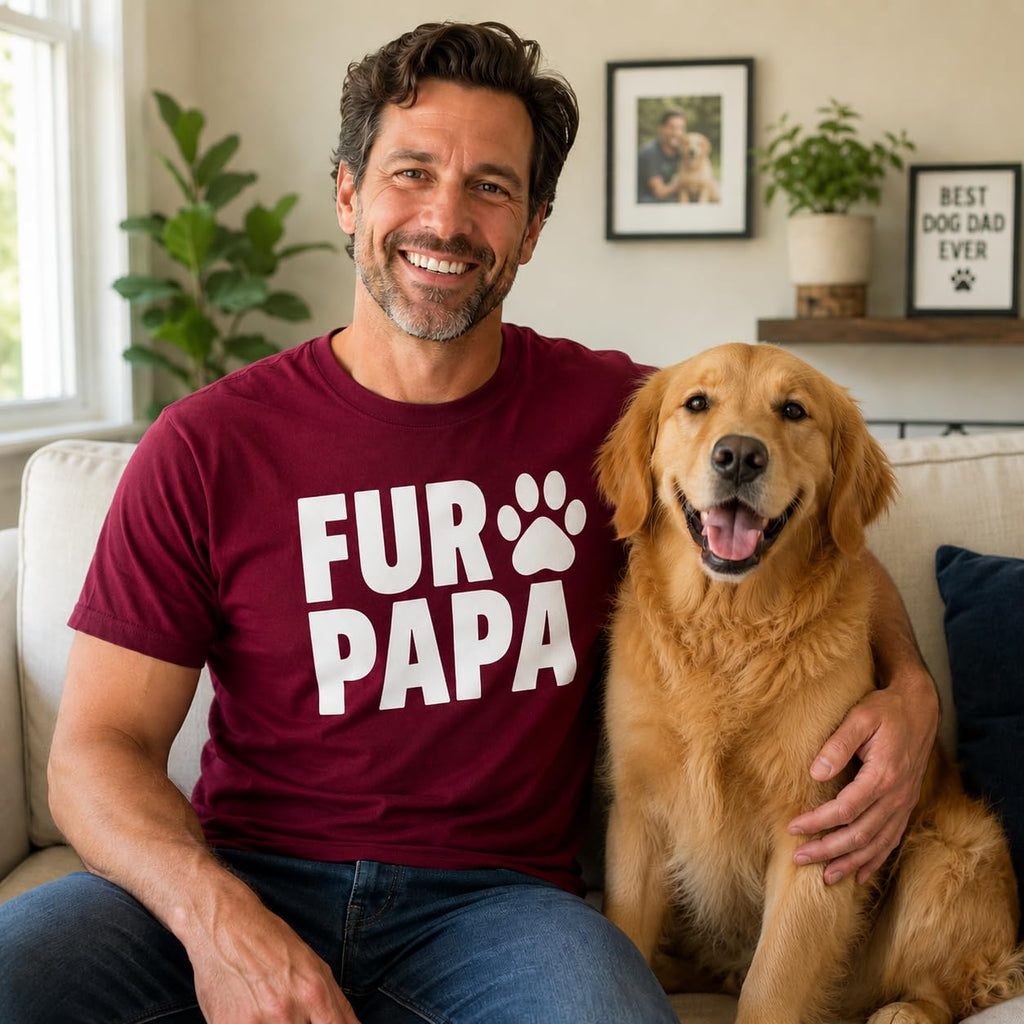 Fur Papa Funny Dog Dad T-Shirt for Men, Cute Paw Graphic Tee, Gift for Dog Lovers