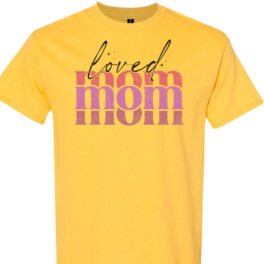 Loved Mom Graphic Tee for Women, Cute Retro Pink Mama T-Shirt, Aesthetic for Moms, Grandma, Wife