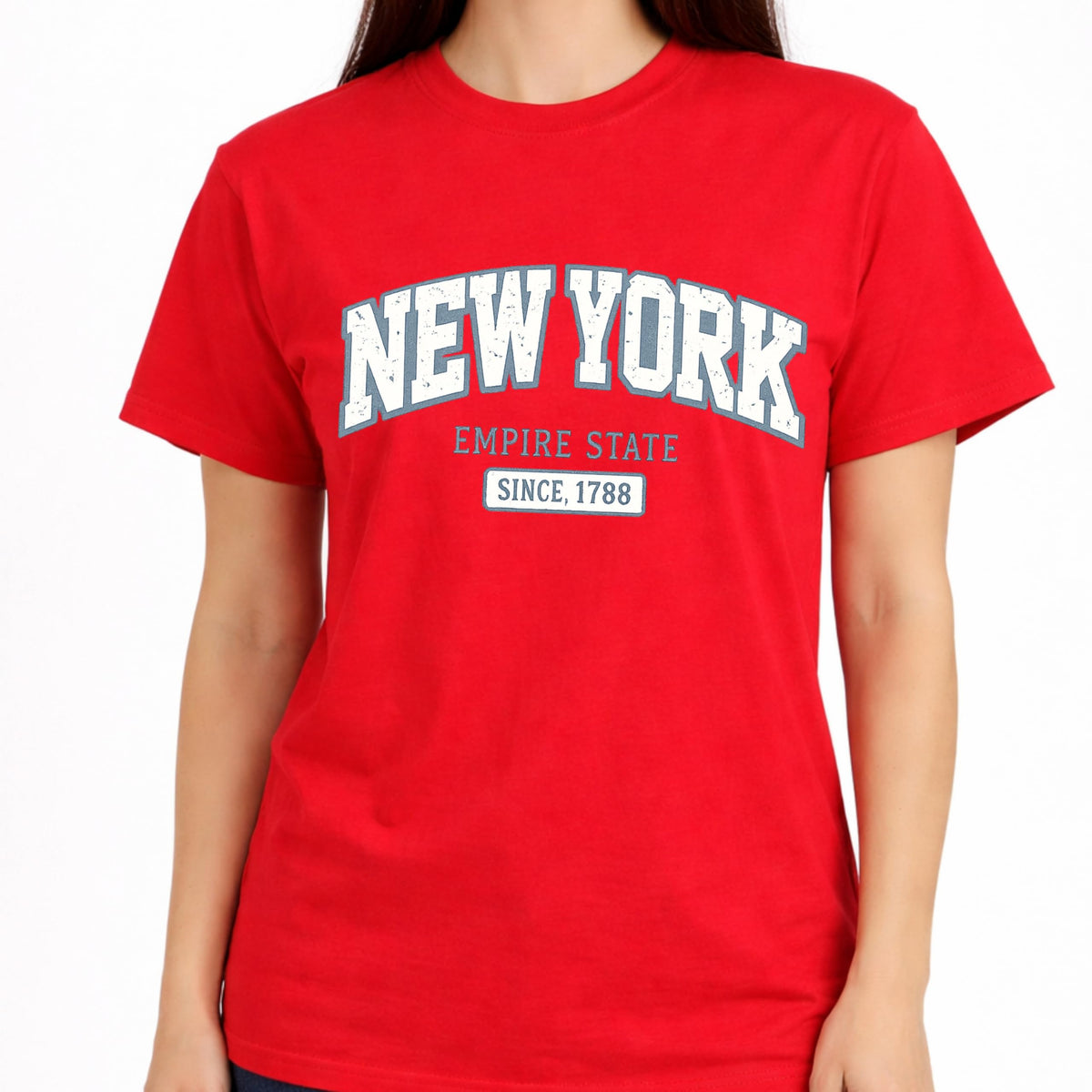New York Empire State 1788 Women's Graphic Tee, Premium Soft Cotton, Vintage NYC Street Style, Lightweight Casual Summer Top