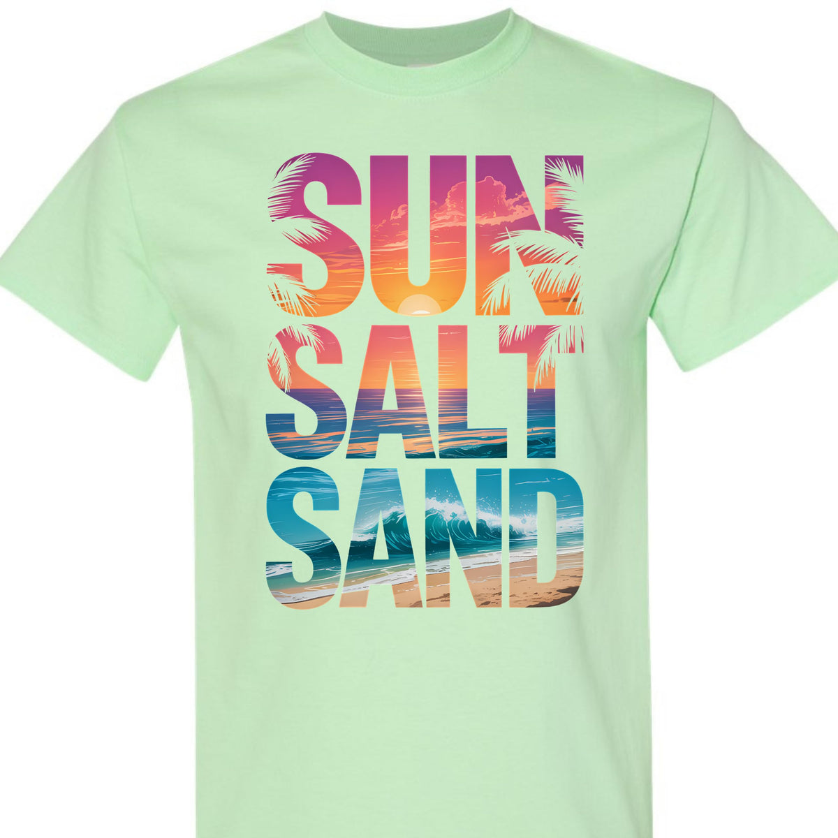 Sun Salt Sand Graphic Tee for Women Beach Vacation T-Shirt