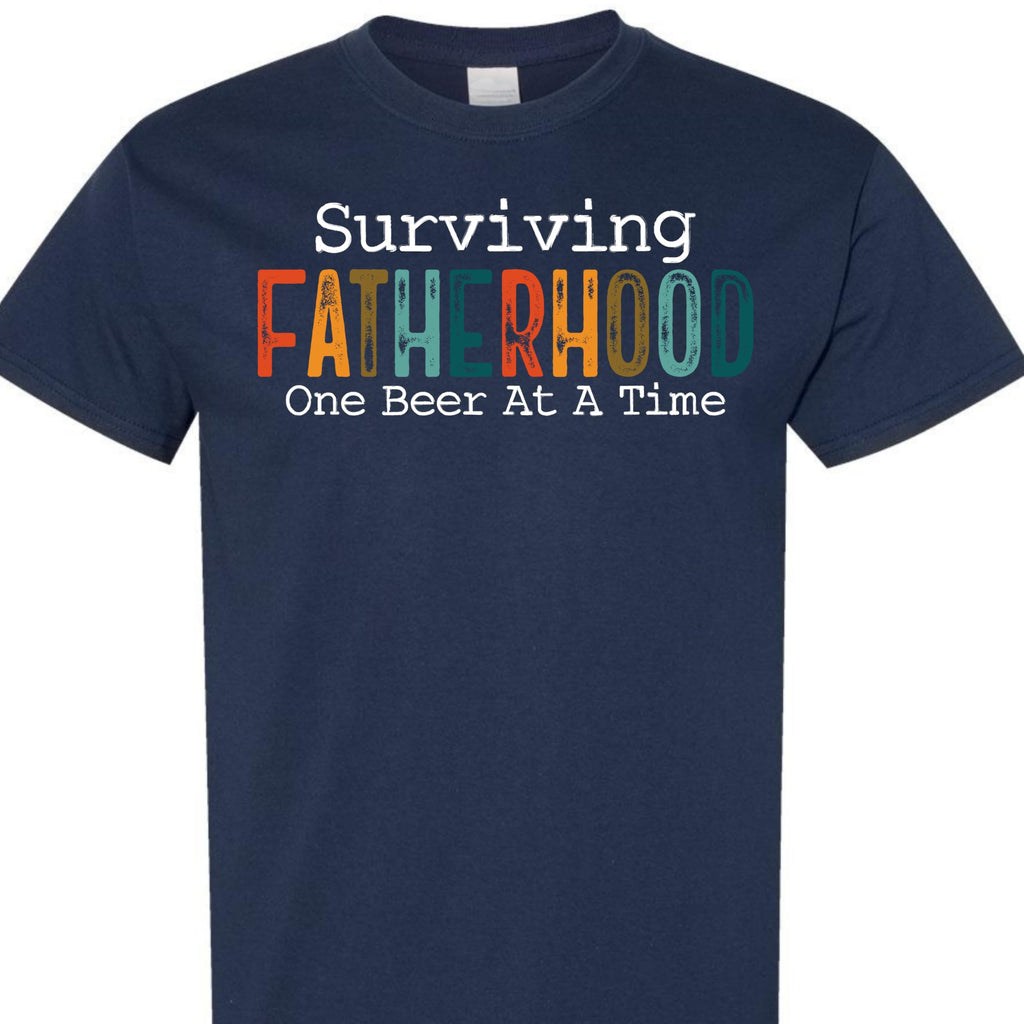 Surviving Fatherhood Funny Dad Beer Graphic Tee, Retro Father's Day T-Shirt, Gift for Dads, Husband, Grandpa