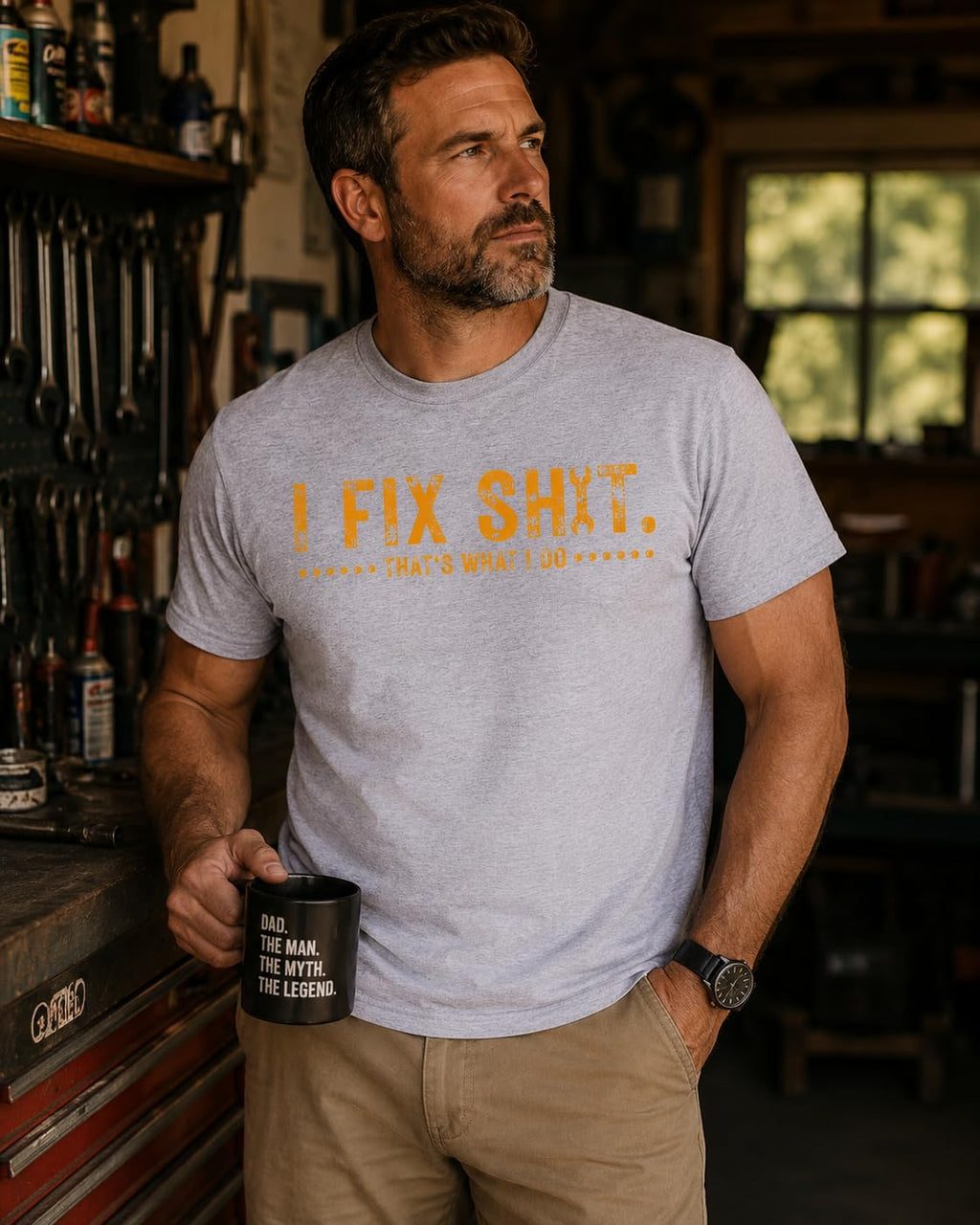 Funny Dad Mechanic Graphic Tee I Fix Sh*t That's What I Do