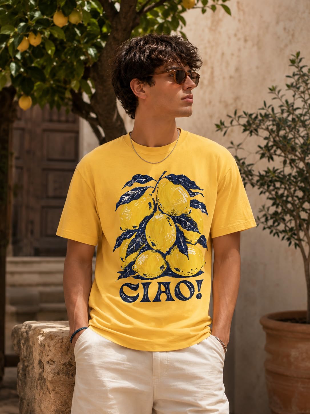 Ciao Lemon Citrus Fruit Graphic Tee Retro Italian Summer Shirt
