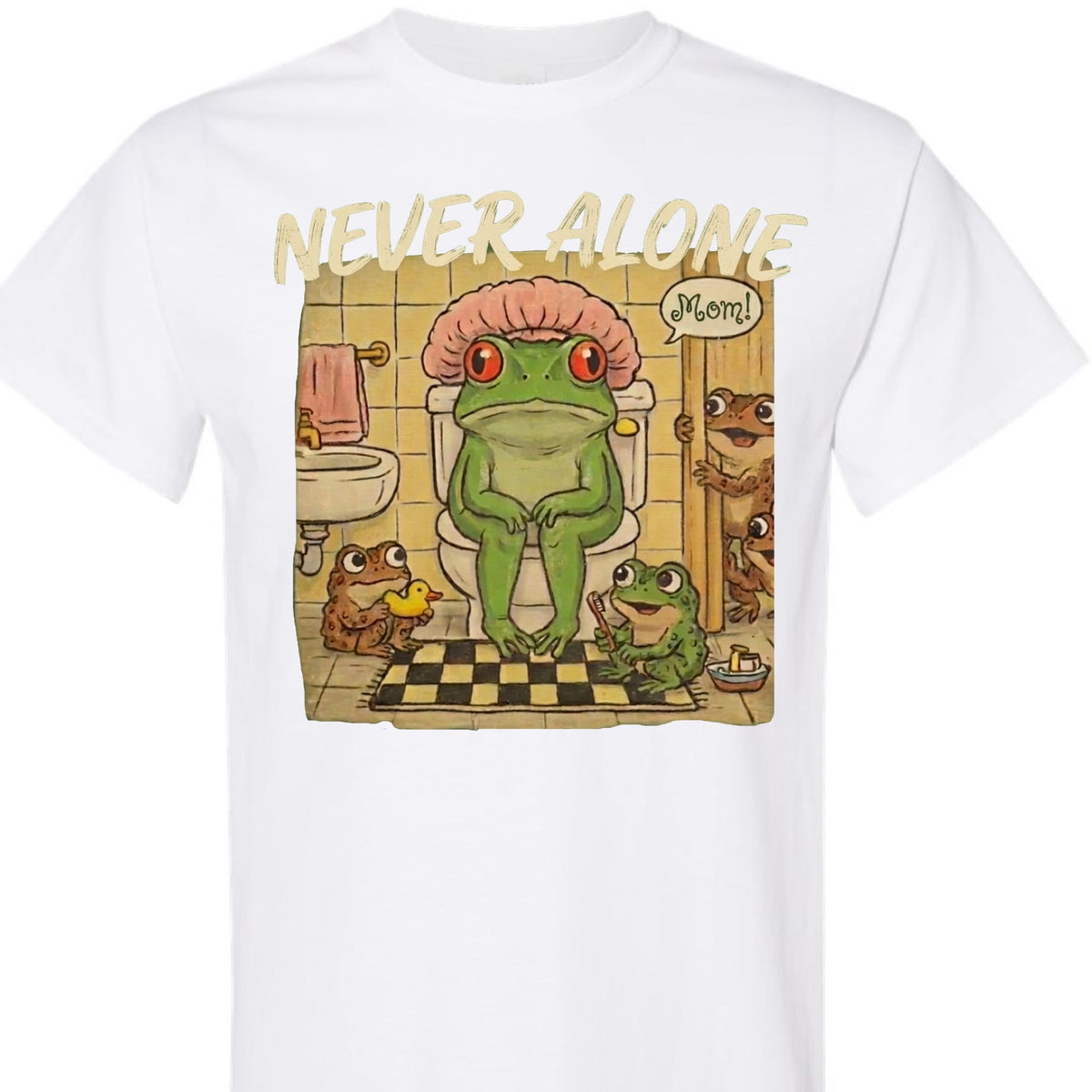 Never Alone Frog Mom Funny Graphic T-Shirt for Women