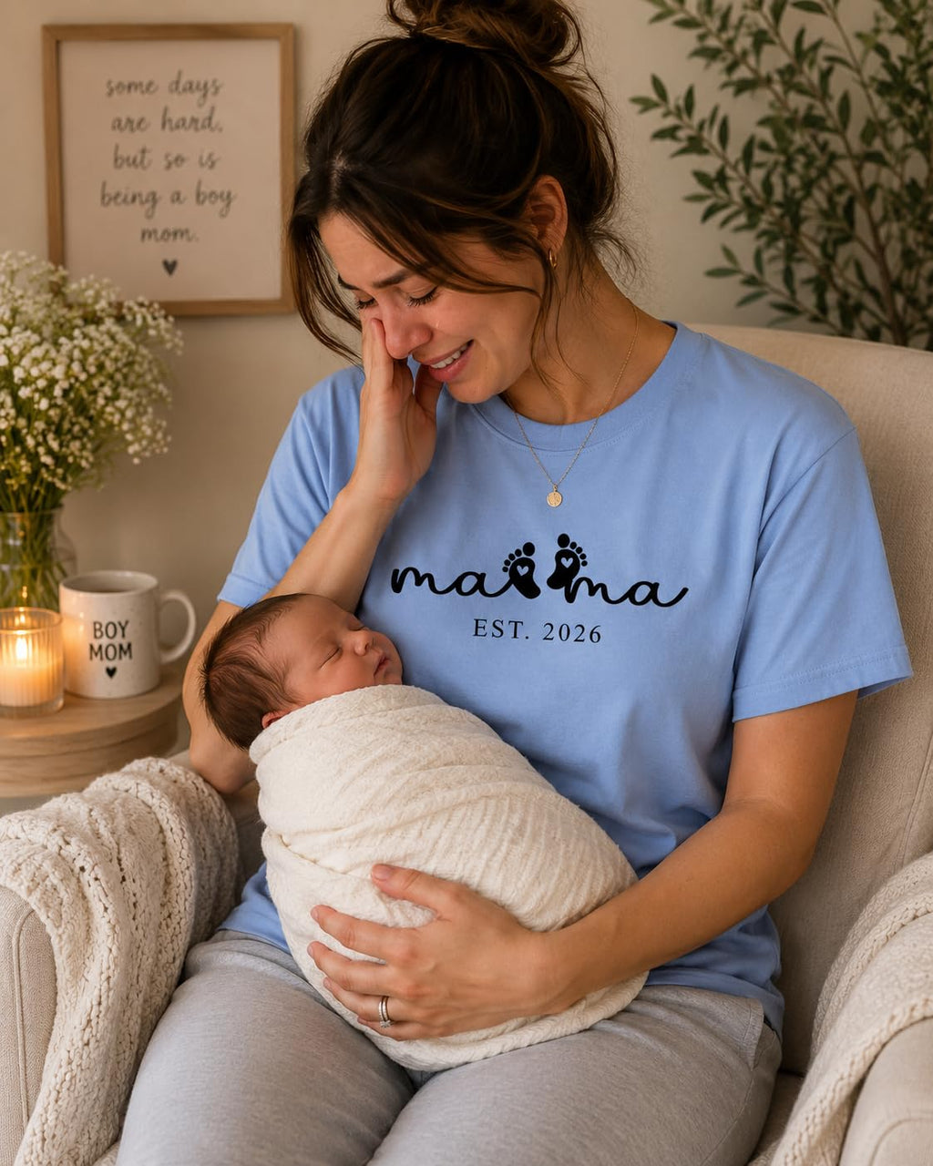 Mama Graphic Tee for Women, Cute Minimalist Mom Shirt, for New Mom