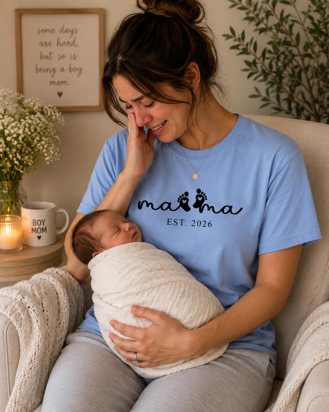 Mama Graphic Tee for Women, Cute Minimalist Mom Shirt, for New Mom