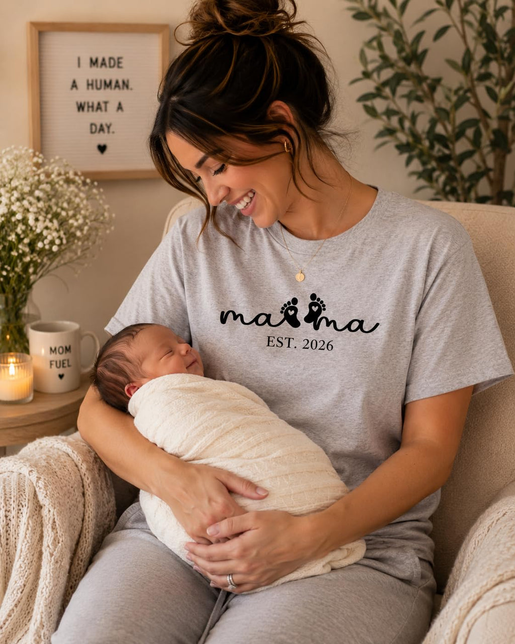 Mama Graphic Tee for Women, Cute Minimalist Mom Shirt, for New Mom