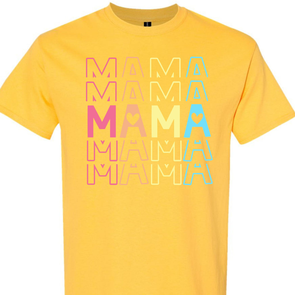 Mama Graphic T-Shirt with Pastel Heart for Women