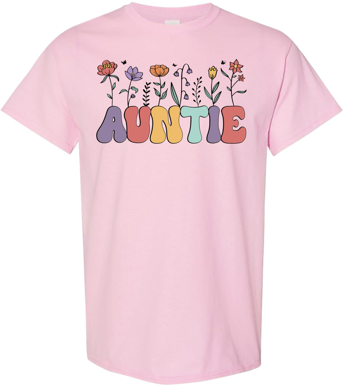 Women’s Auntie T-Shirt Floral Graphic Tee | Cute Retro Aunt Shirt | Gift for Aunt, Casual Short Sleeve Top