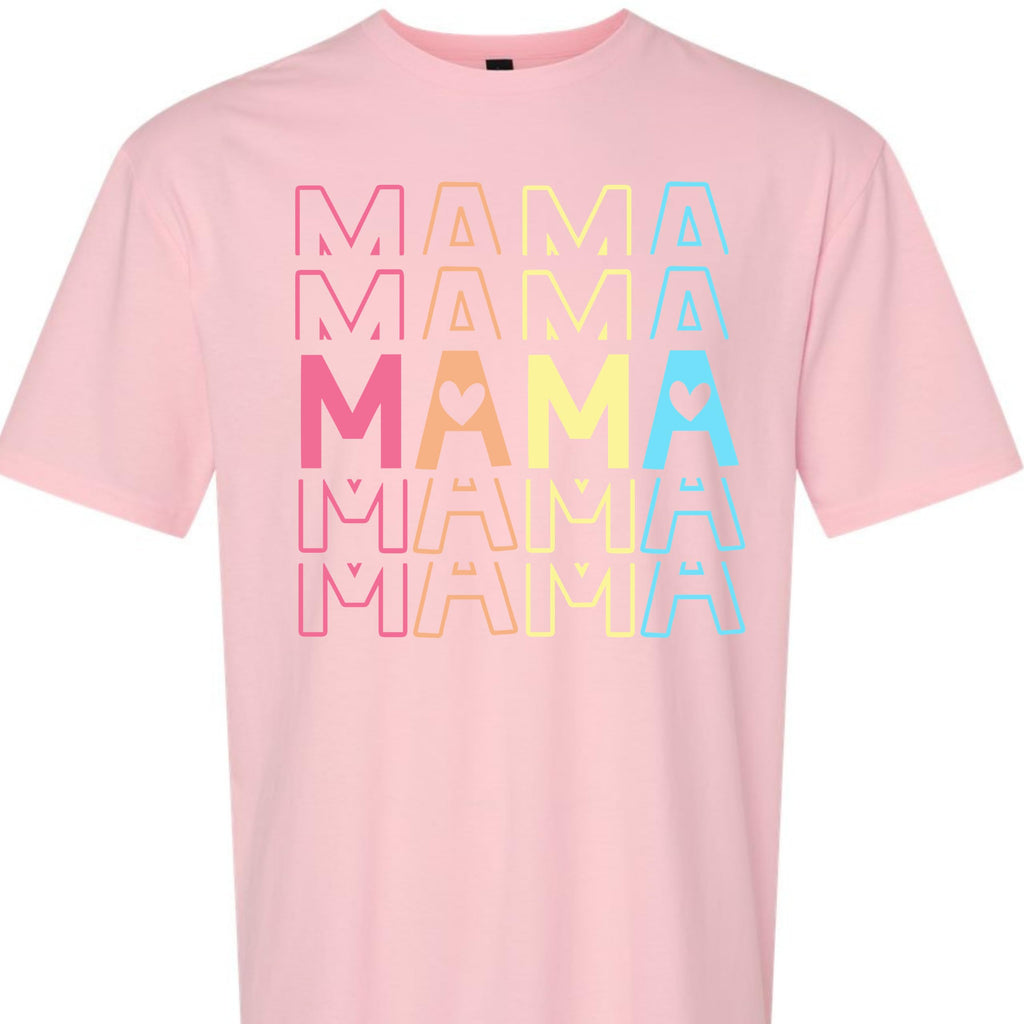 Mama Graphic T-Shirt with Pastel Heart for Women