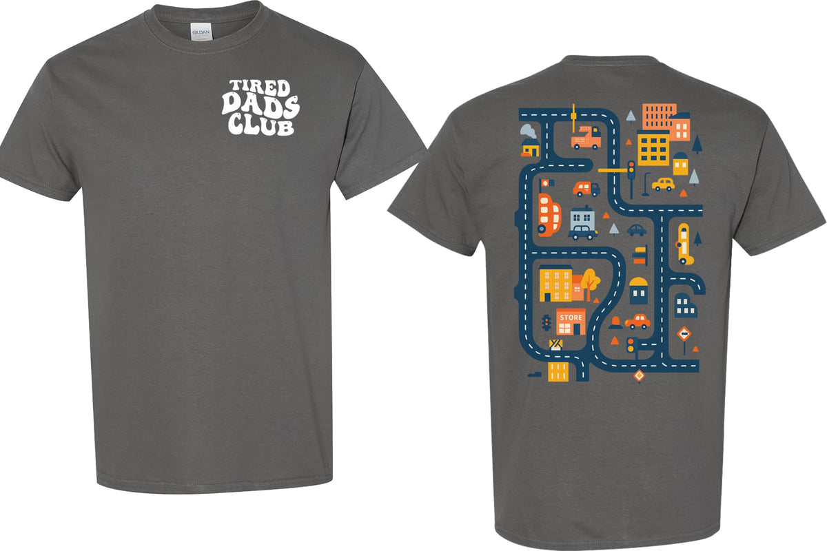 Tired Dads Club Shirt, Play Cars On Dad's Back Mat Road Car Race Track Shirt, Gift for Father