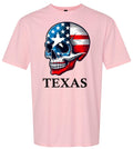 World and Space Men's Patriotic Texas Skull Graphic T-Shirt, American Flag Design, Multiple Colors