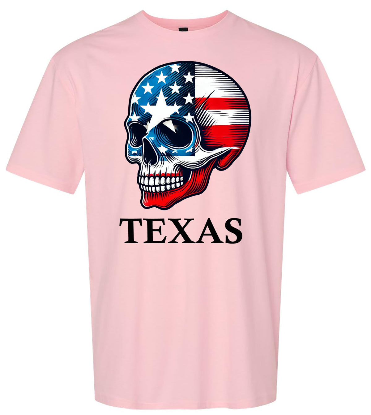 World and Space Men's Patriotic Texas Skull Graphic T-Shirt, American Flag Design, Multiple Colors