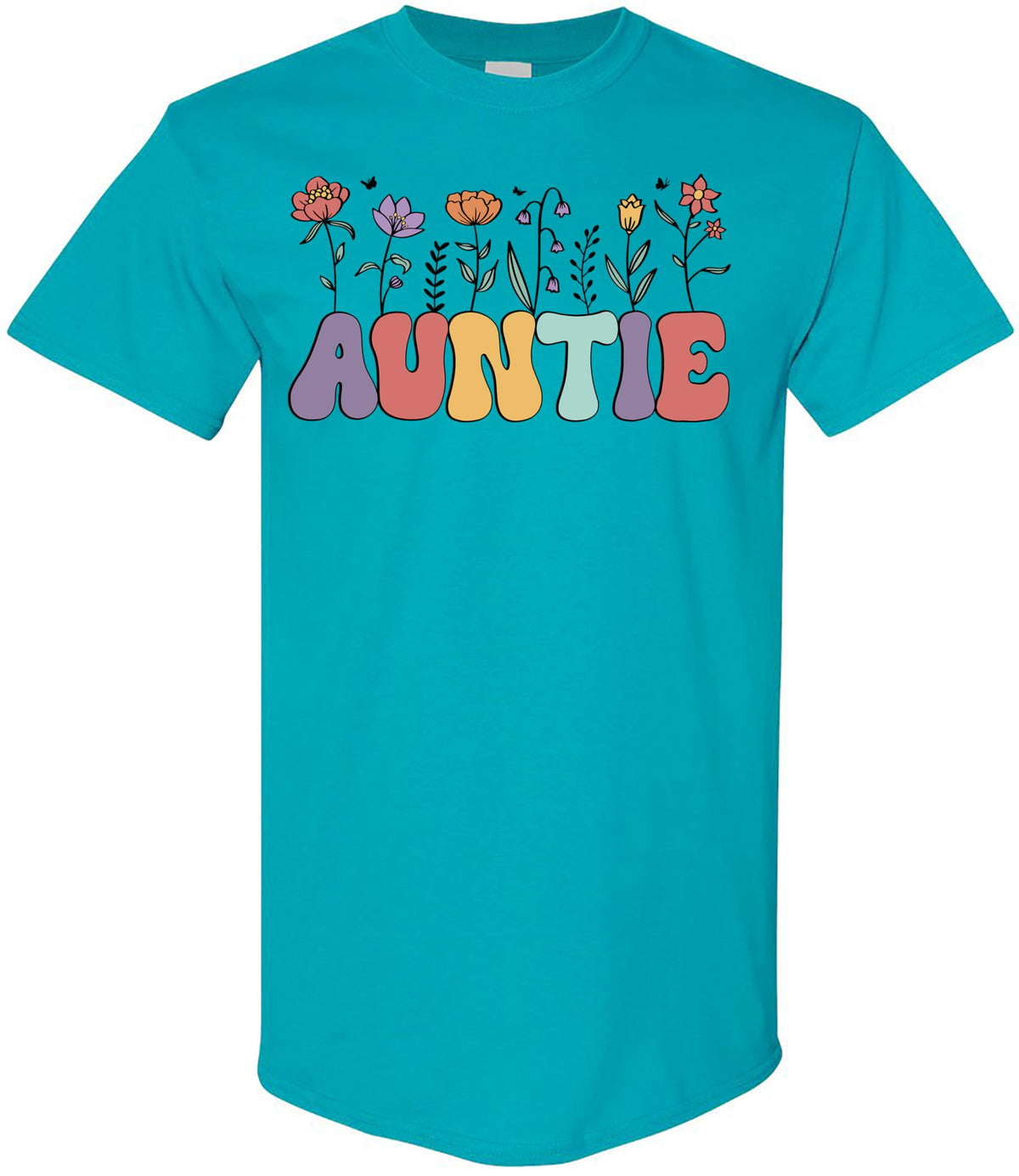 Women’s Auntie T-Shirt Floral Graphic Tee | Cute Retro Aunt Shirt | Gift for Aunt, Casual Short Sleeve Top