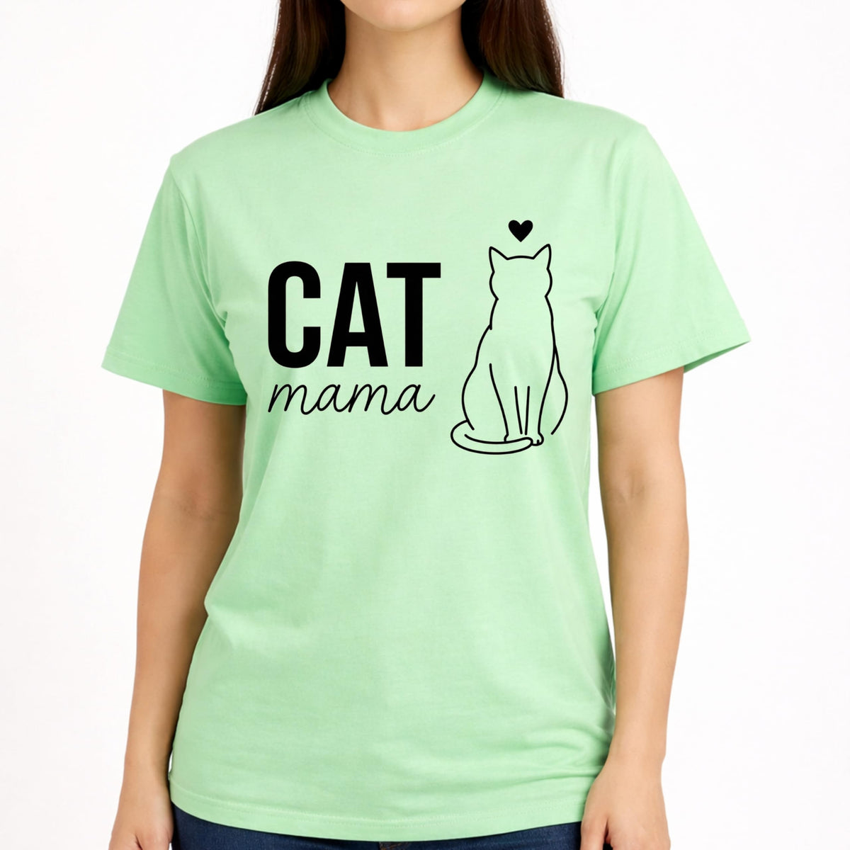 Cat Mama T-Shirt for Women, Cute Cat Lover Graphic Tee, Minimalist Pet Shirt, Casual Soft Cotton Top
