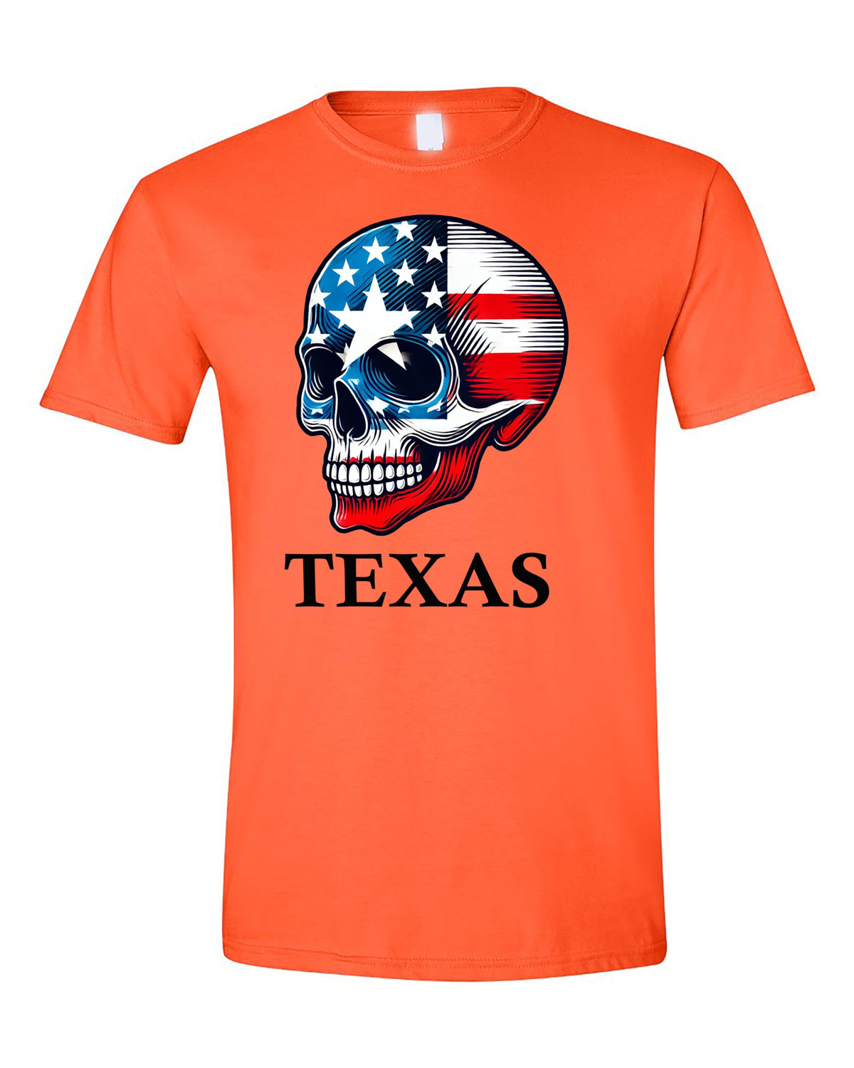 World and Space Men's Patriotic Texas Skull Graphic T-Shirt, American Flag Design, Multiple Colors