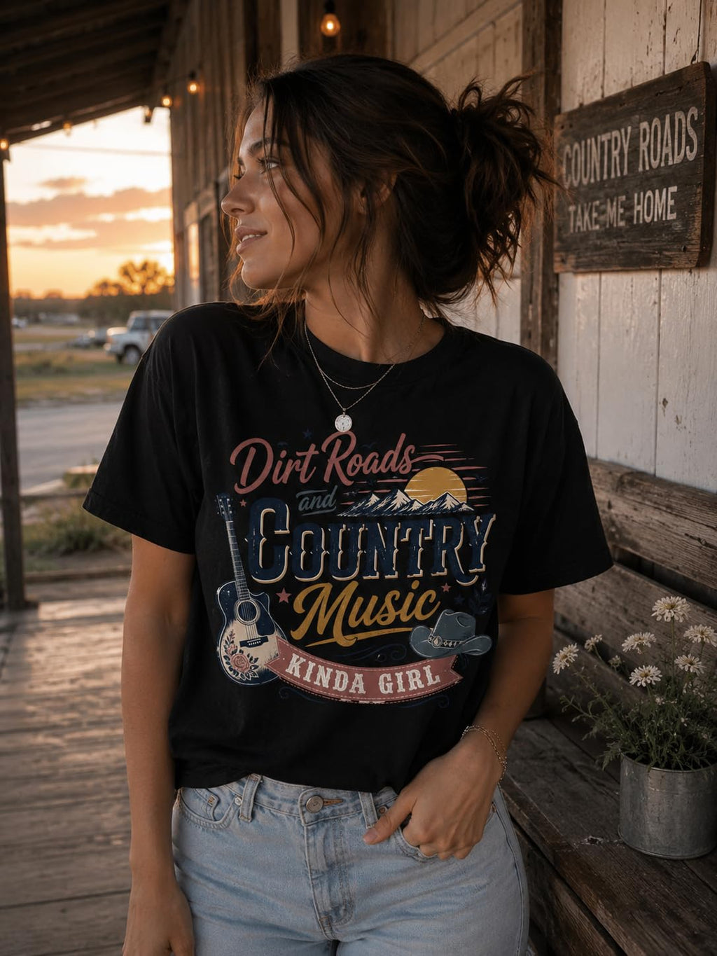 Dirt Roads and Country Music Kinda Girl Graphic T-Shirt