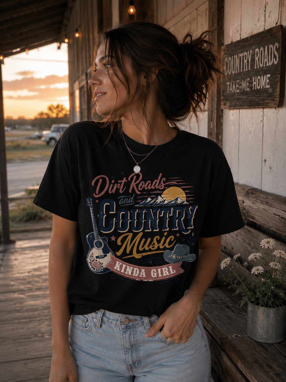 Dirt Roads and Country Music Kinda Girl Graphic T-Shirt
