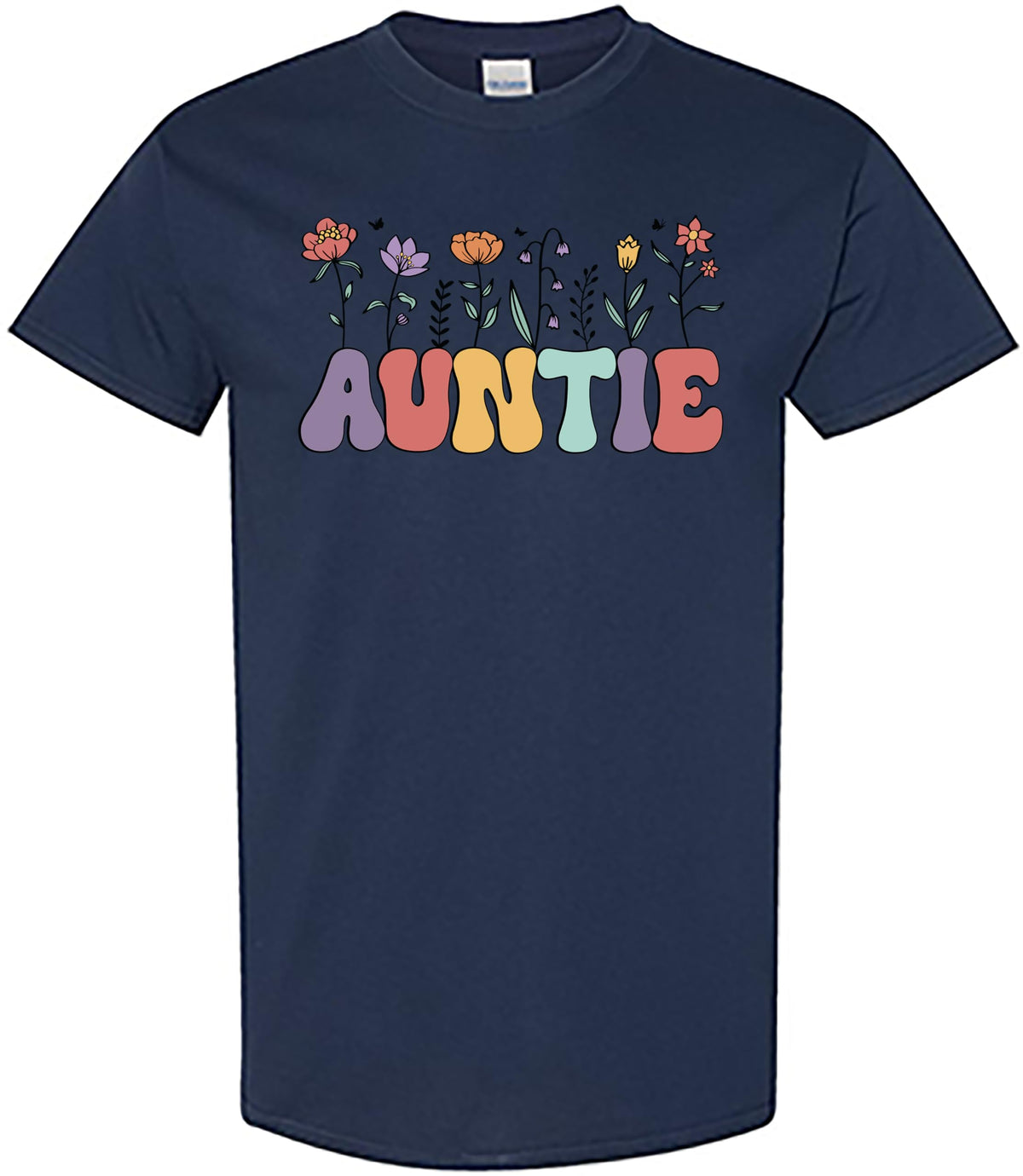 Women’s Auntie T-Shirt Floral Graphic Tee | Cute Retro Aunt Shirt | Gift for Aunt, Casual Short Sleeve Top