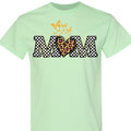 Butterfly Leopard Heart Checkered Mama Graphic T-Shirt for Women