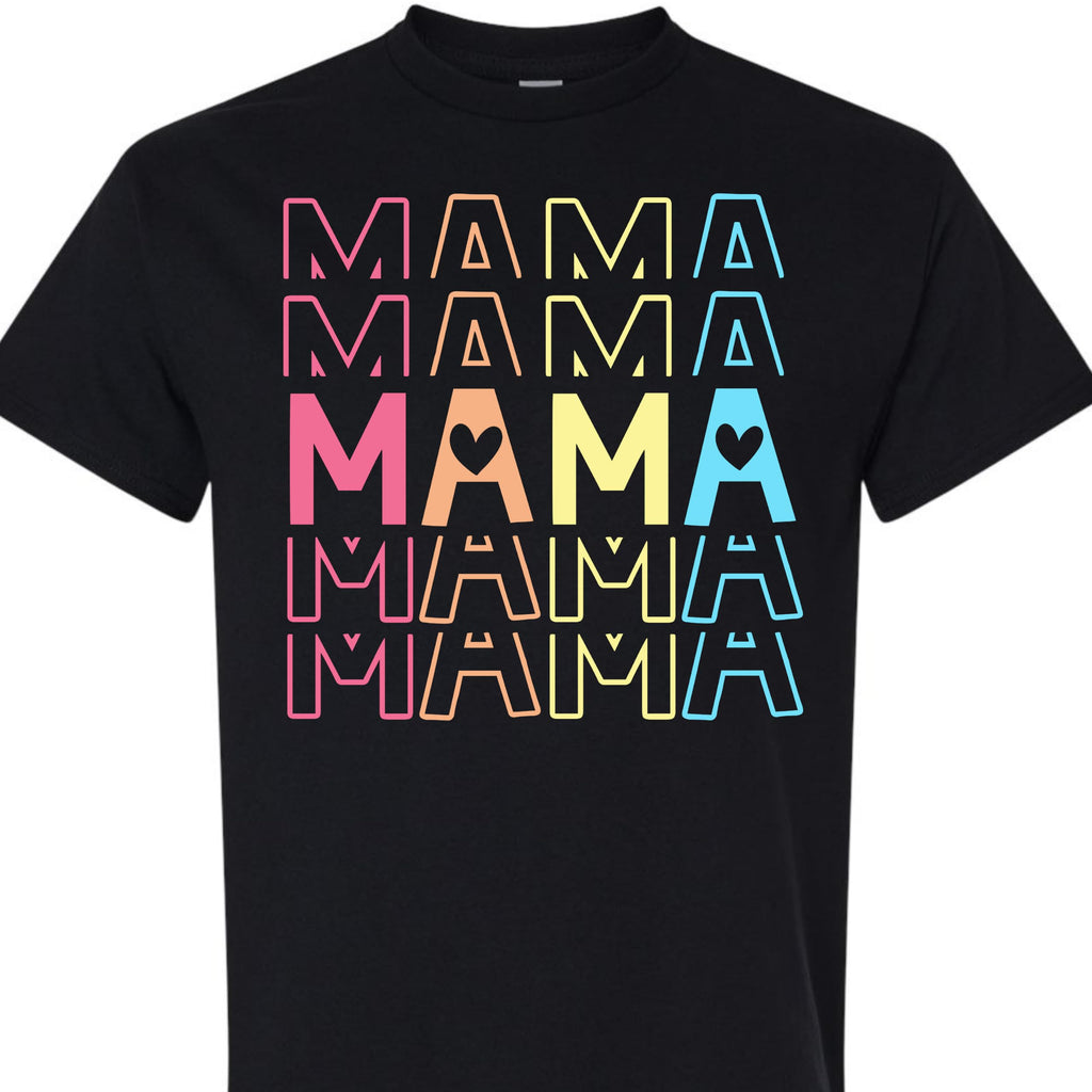 Mama Graphic T-Shirt with Pastel Heart for Women