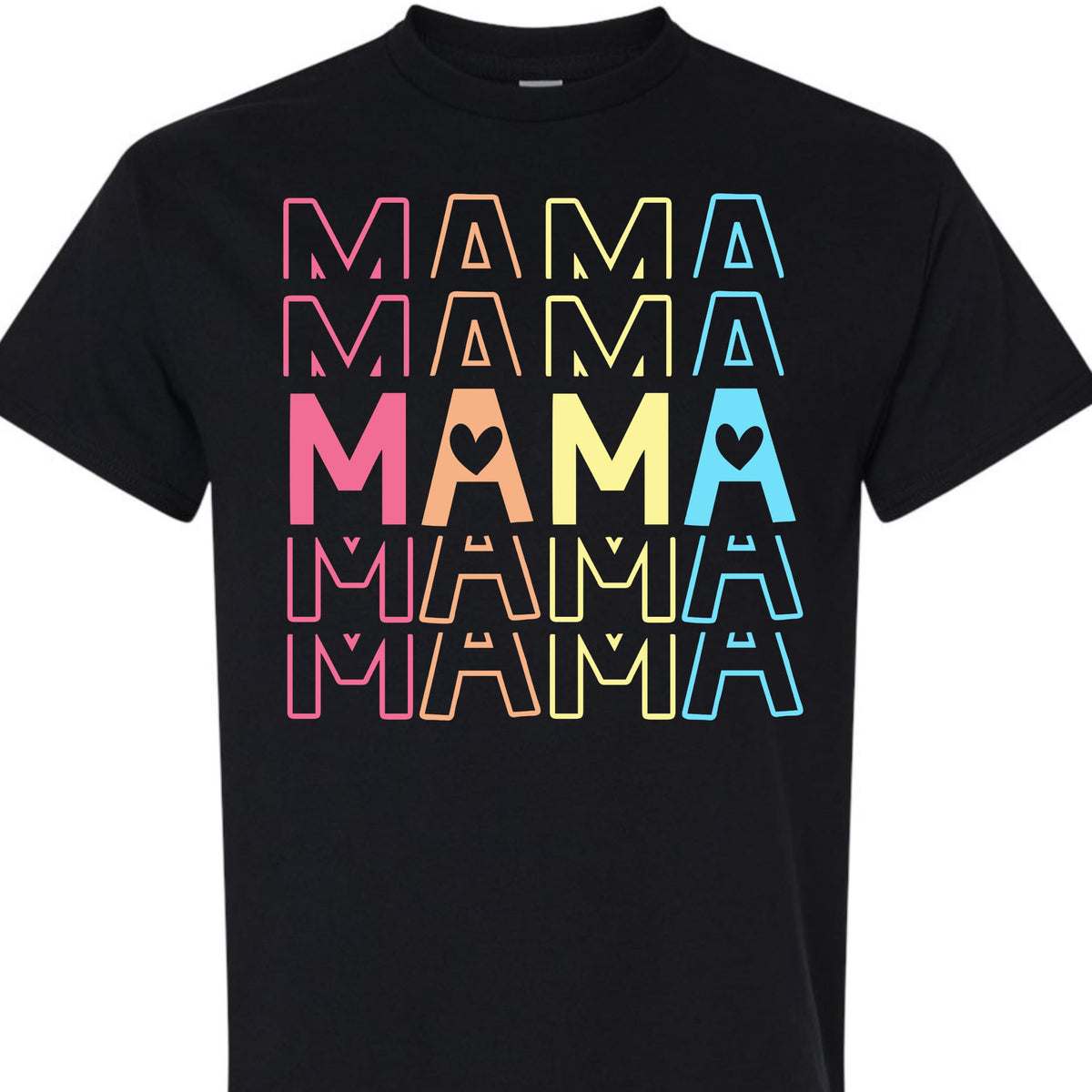 Mama Graphic T-Shirt with Pastel Heart for Women