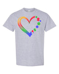 World and Space Autism Awareness Heart Mom T-Shirt, Puzzle Design Support Tee Shirt