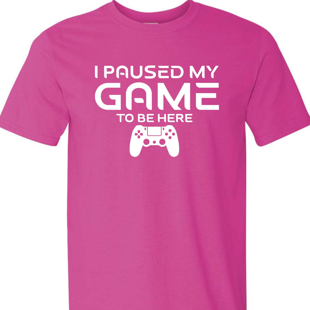 Paused My Game to Be Here Funny Gamer T-Shirt, Casual Graphic Tee for Video Game Fans