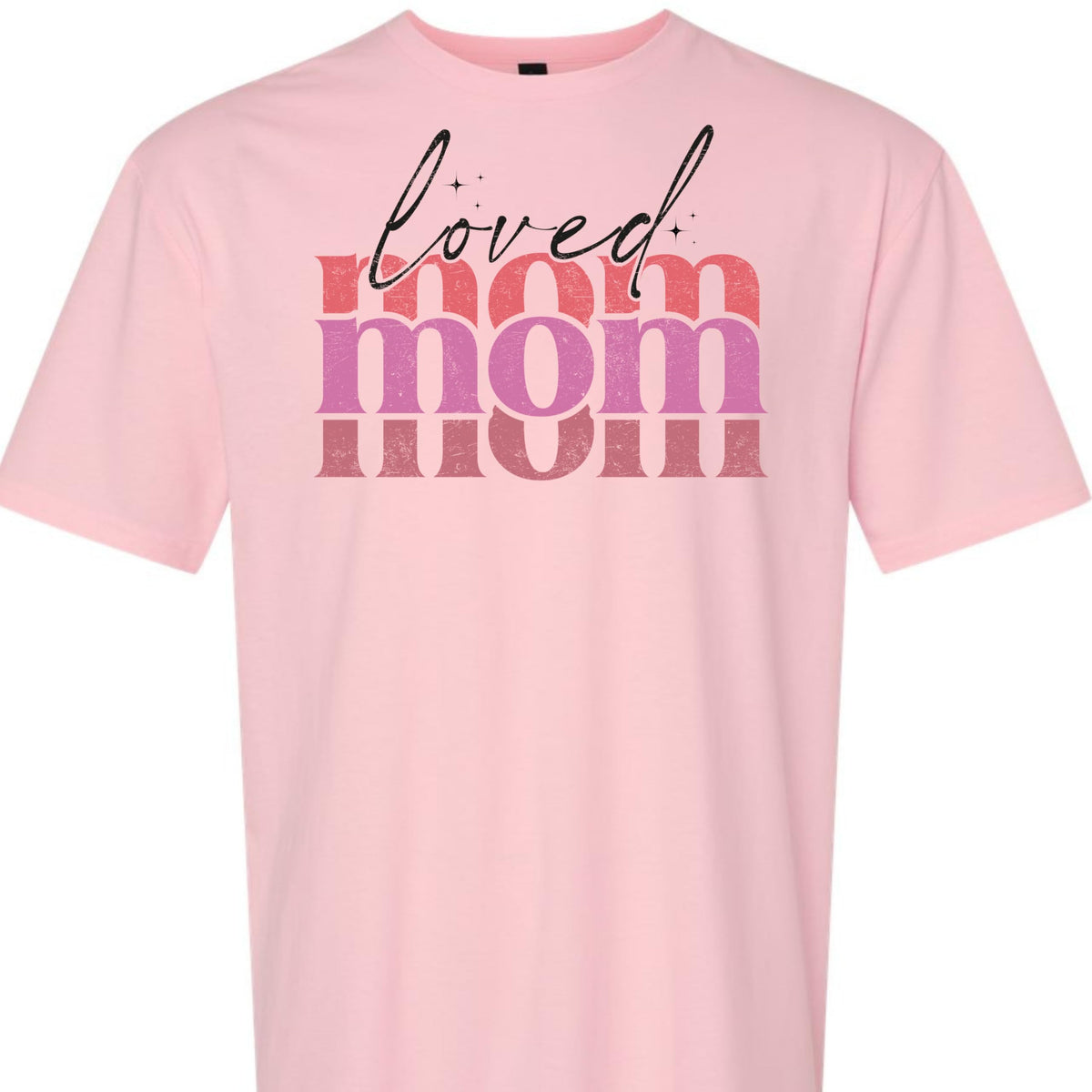 Loved Mom Graphic Tee for Women, Cute Retro Pink Mama T-Shirt, Aesthetic for Moms, Grandma, Wife