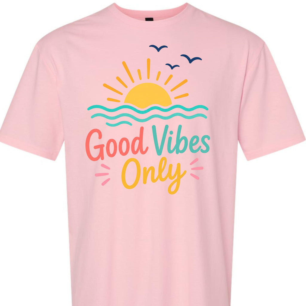 Good Vibes Only Vintage Retro Sunset Beach Graphic T-Shirt