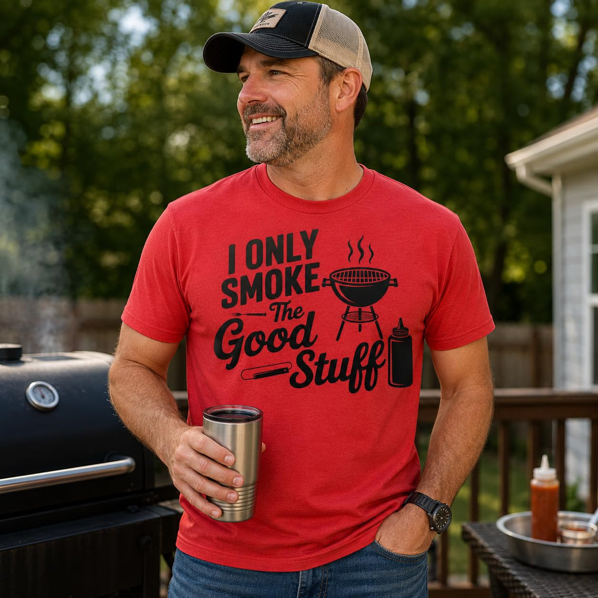 Funny BBQ Graphic Tee for Men, Grilling Shirt, Dad Gift