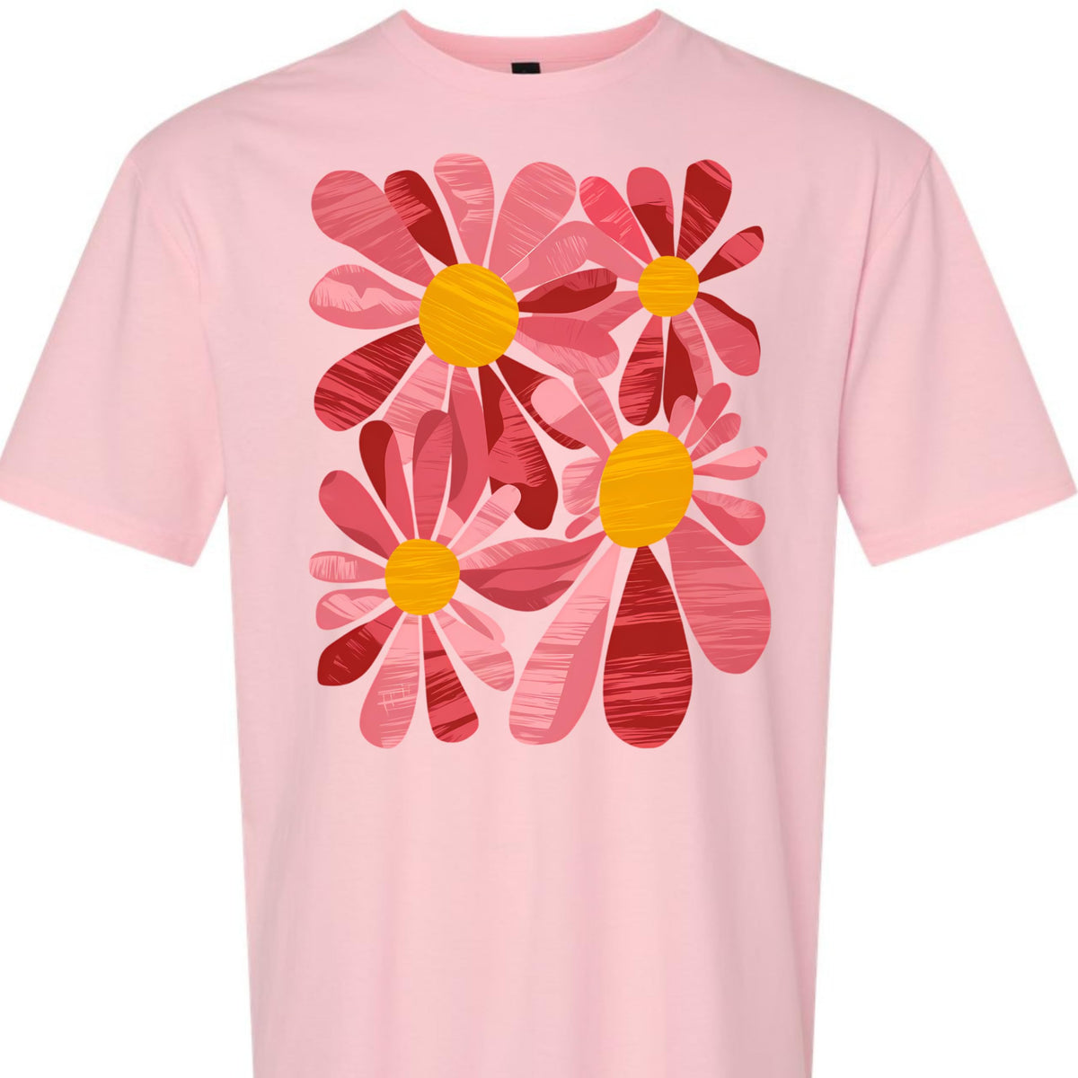 Cute Pink Floral Graphic Tee for Women, Vintage Daisy Flower T-Shirt, Spring Summer Casual Shirt