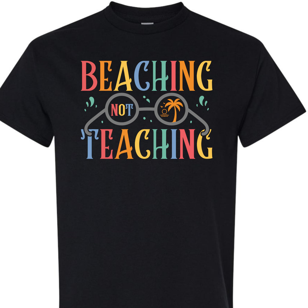 World and Space T-Shirt for Women, Funny Teacher Summer Vacation Tee, Retro Beach Graphic, 100% Cotton, Classic Fit