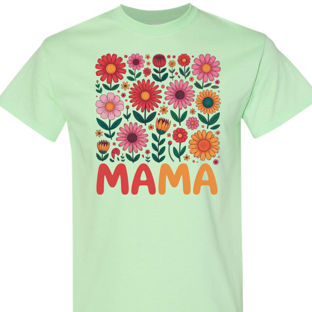 Mama Flower Shirt for Women, Cute Floral Graphic Tee, Retro Wildflower T-Shirt