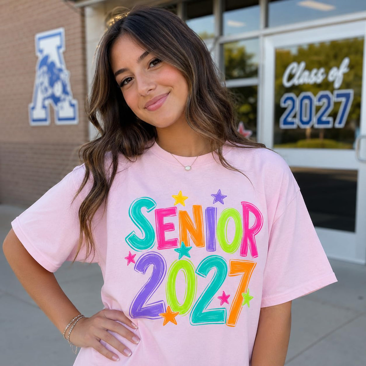 Senior 2027 Class of 2027 Colorful Graduation Graphic T-Shirt