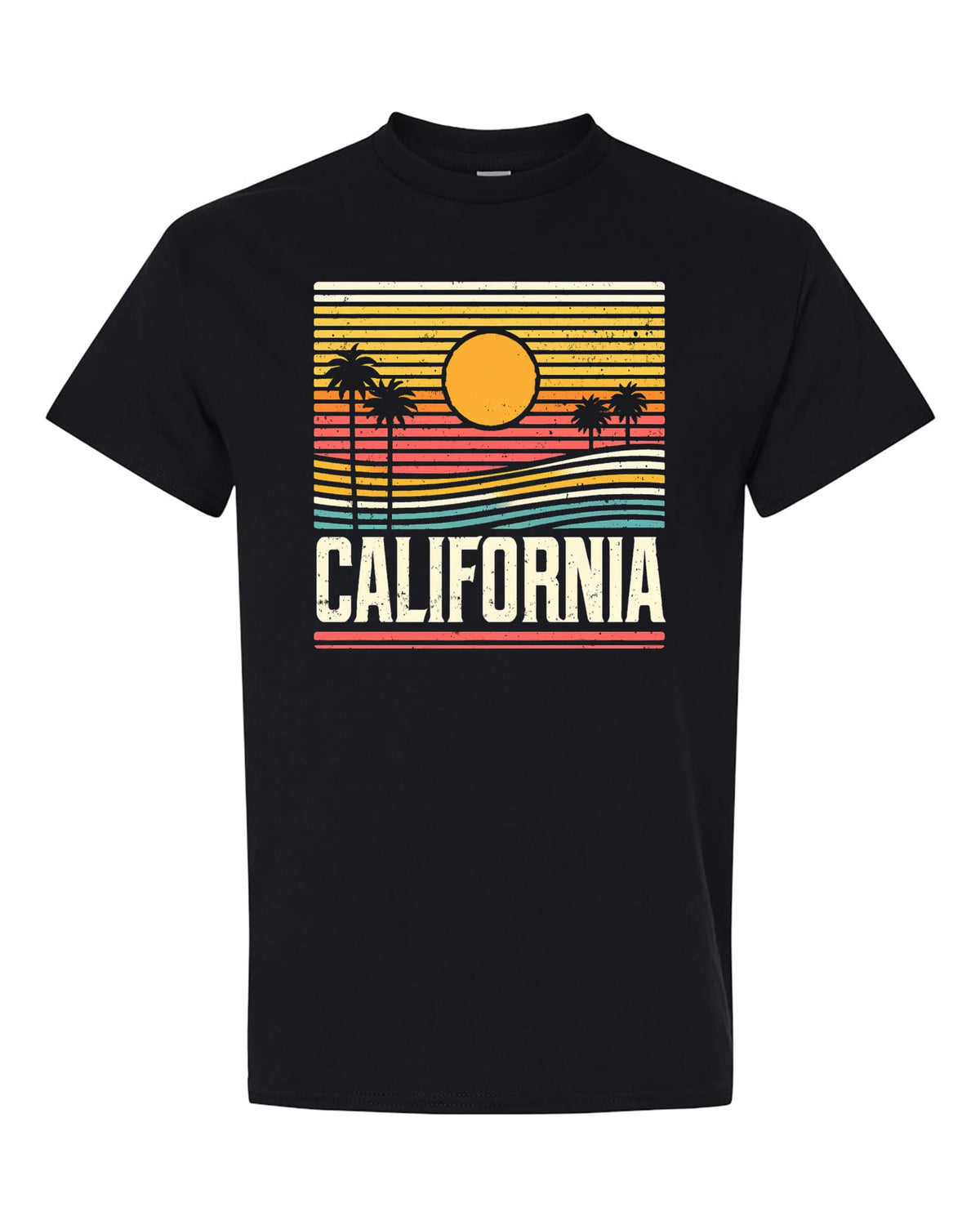Vintage California Sunset T-Shirt, Beach Scene Graphic Tee, Cotton, Men & Women