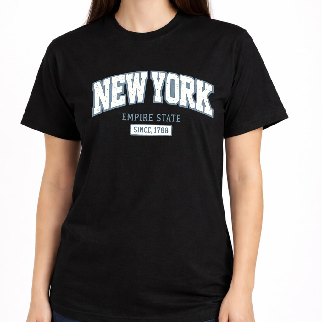 New York Empire State 1788 Women's Graphic Tee, Premium Soft Cotton, Vintage NYC Street Style, Lightweight Casual Summer Top