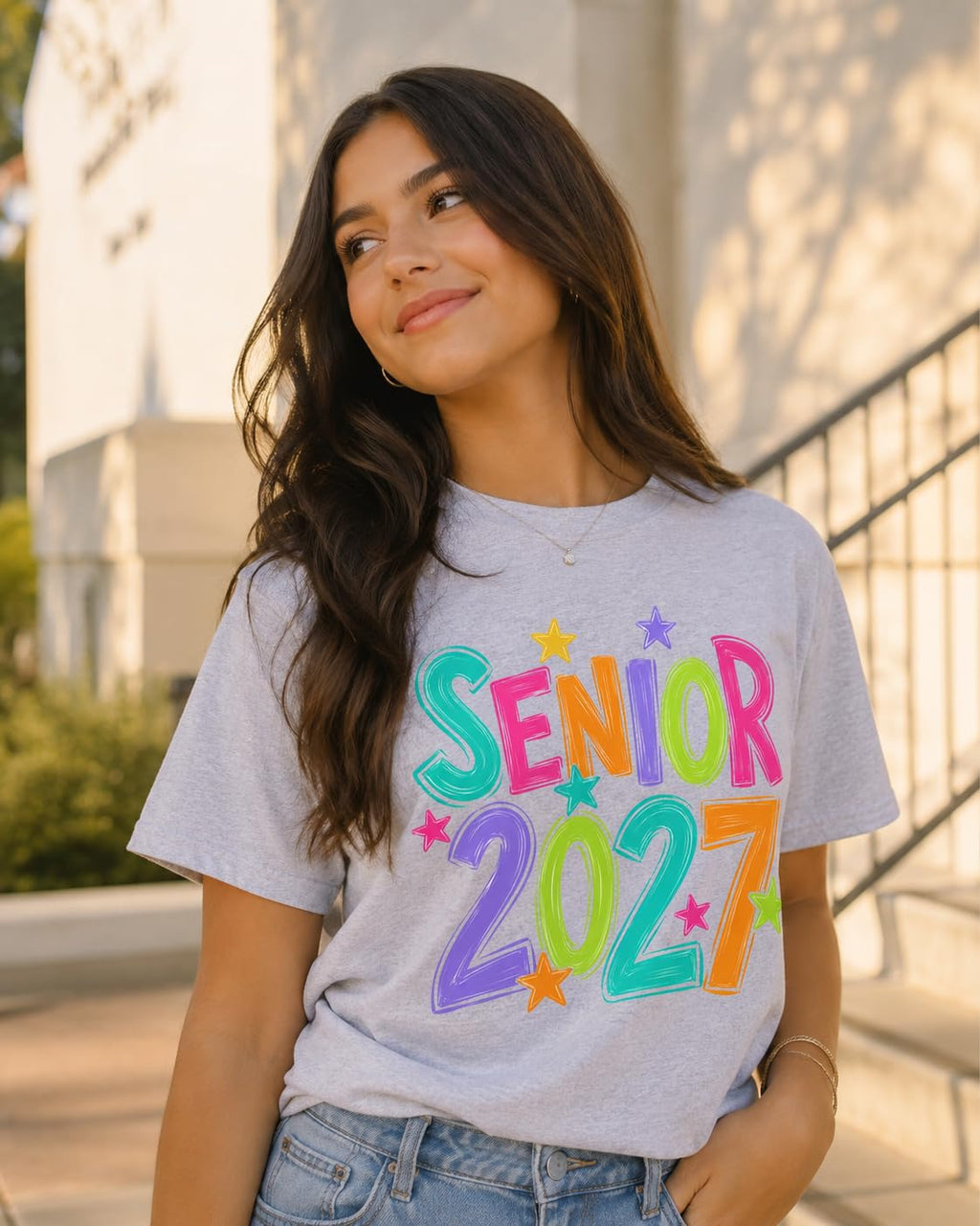 Senior 2027 Class of 2027 Colorful Graduation Graphic T-Shirt