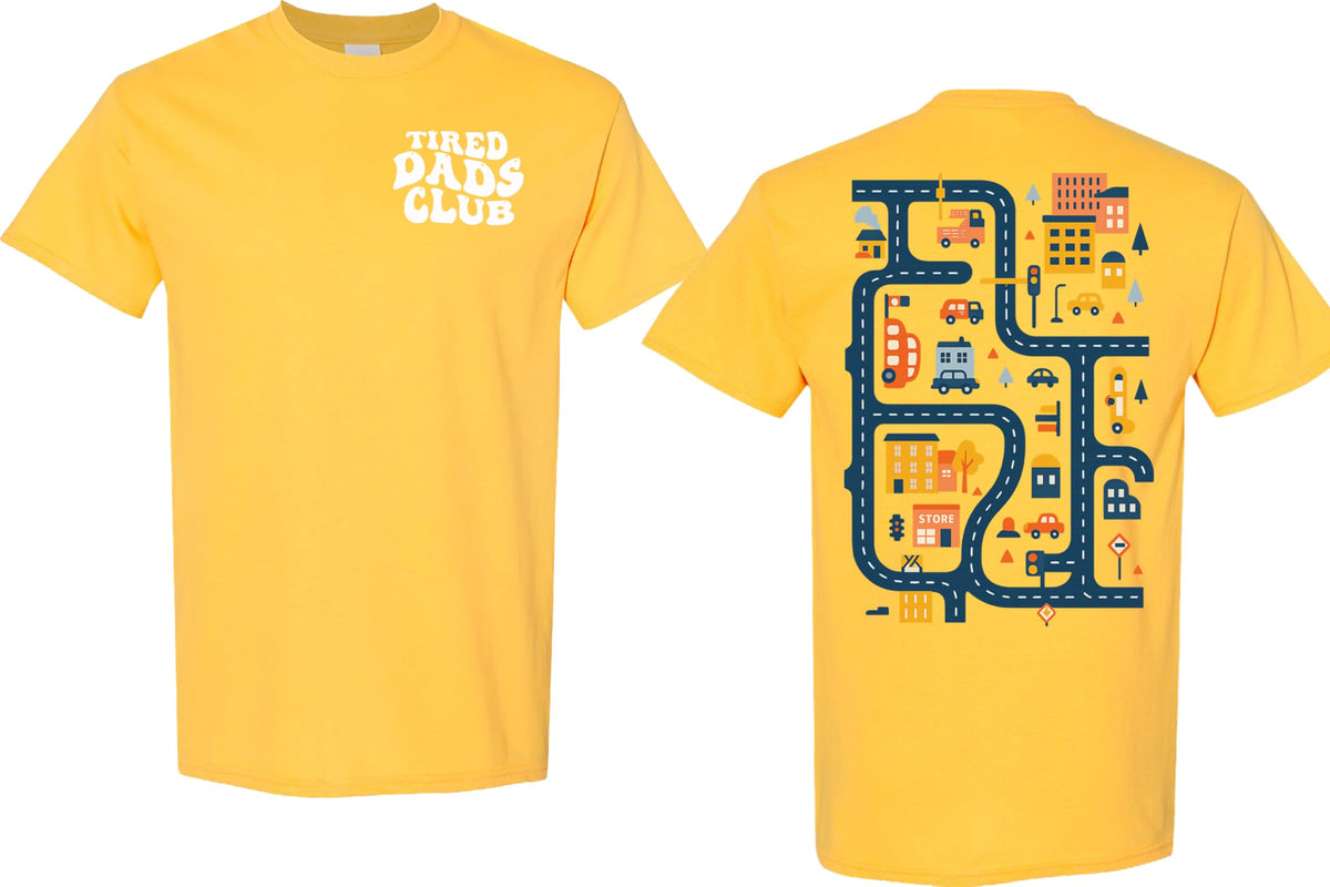 Tired Dads Club Shirt, Play Cars On Dad's Back Mat Road Car Race Track Shirt, Gift for Father