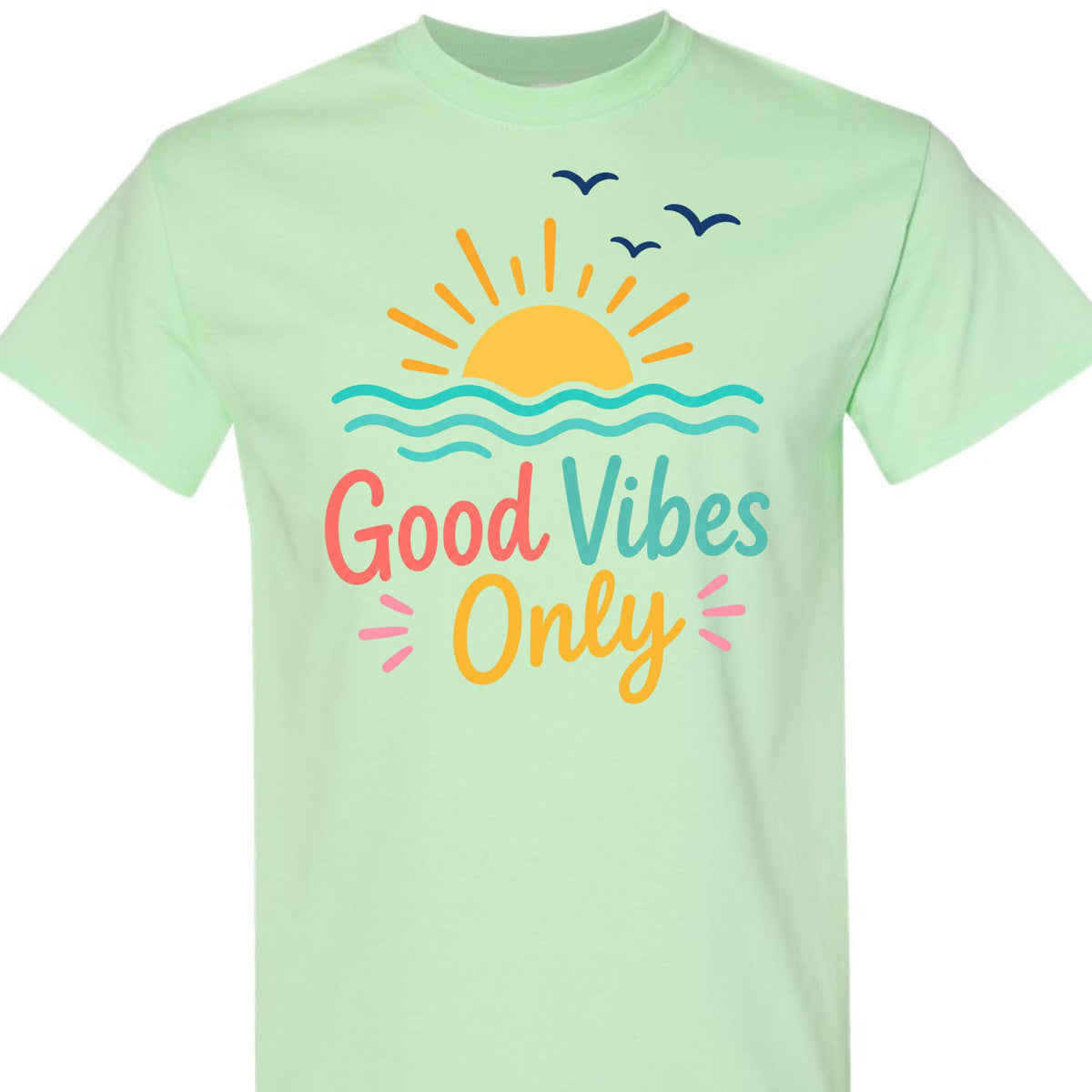 Good Vibes Only Vintage Retro Sunset Beach Graphic T-Shirt