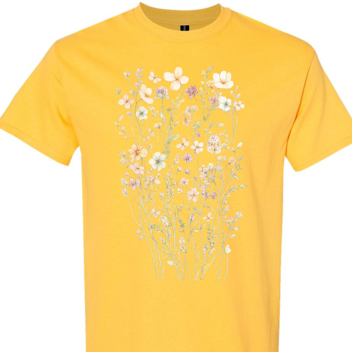 Boho Wildflower Floral T-Shirt for Women, Vintage Botanical Graphic Tee, Aesthetic Nature Theme, Casual Summer Top