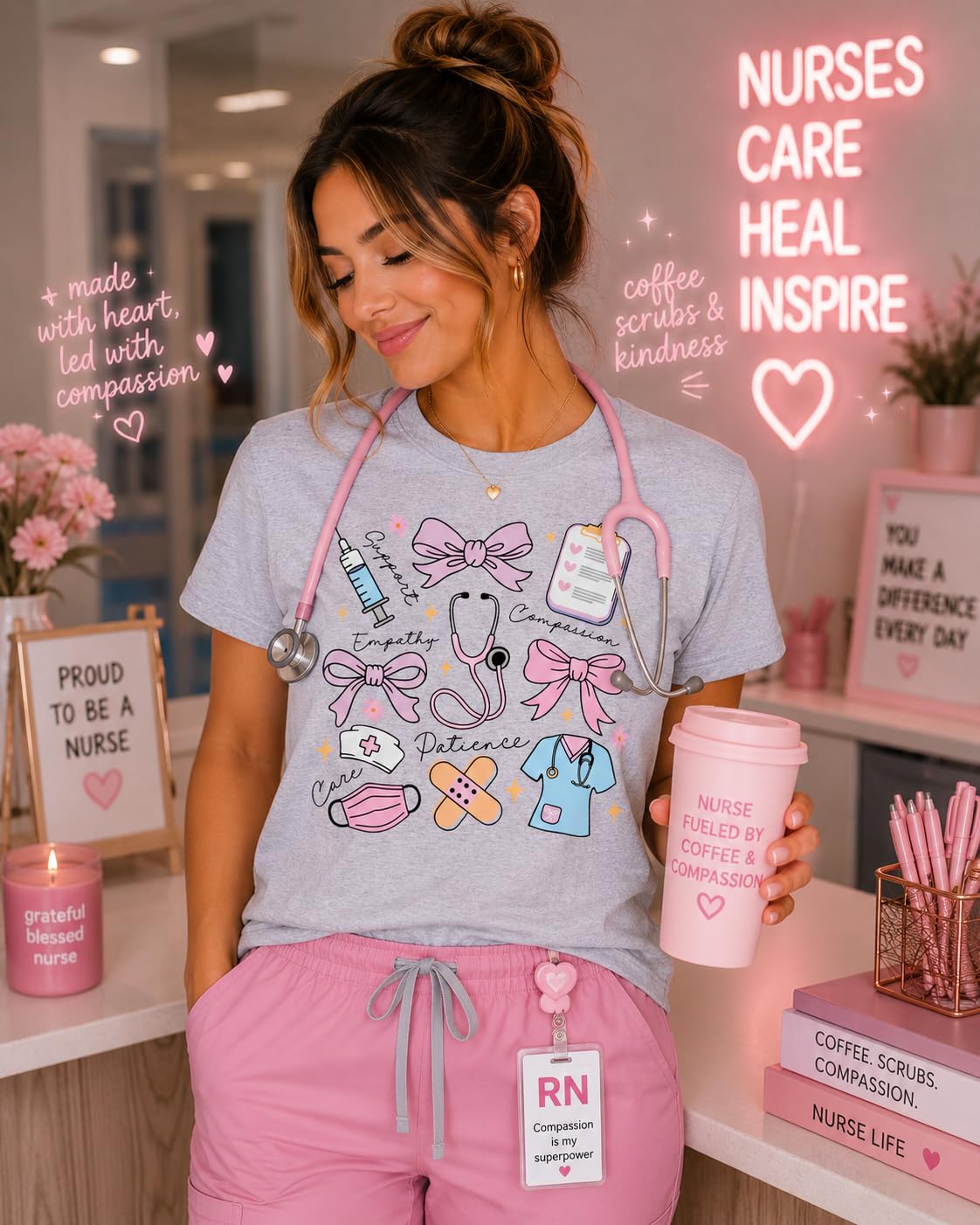 Preschool Teacher Graphic Tee, It Takes a Big Heart to Teach Little Minds, Cute Shirt for Women