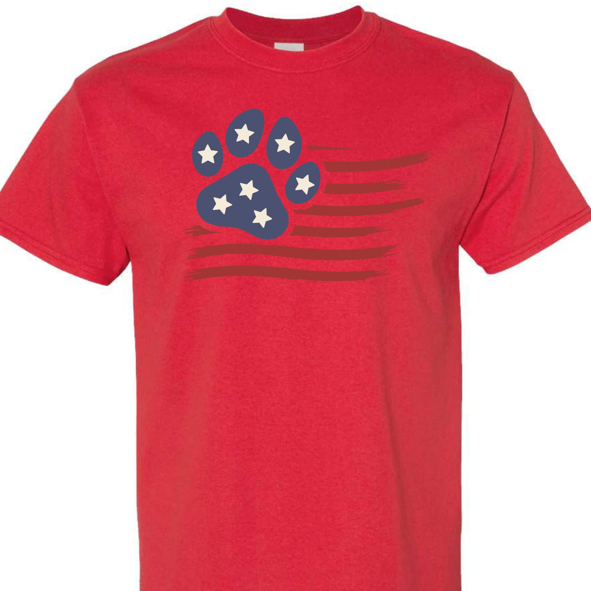 4th of July Dog Shirt for Men and Women, Patriotic American Flag Paw Print Tee