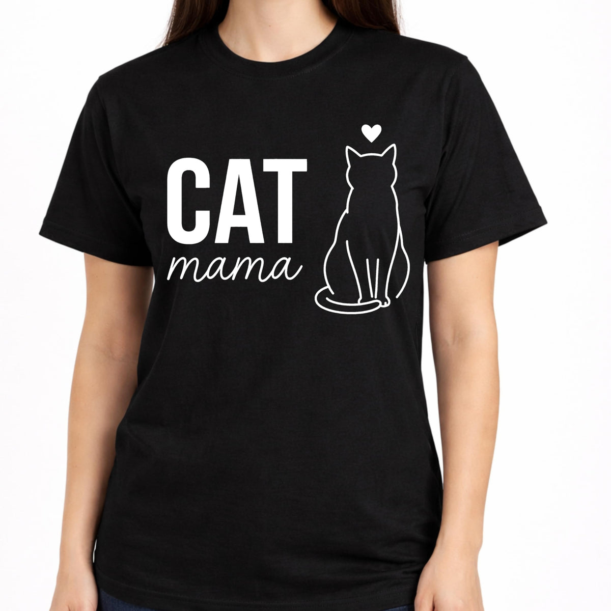 Cat Mama T-Shirt for Women, Cute Cat Lover Graphic Tee, Minimalist Pet Shirt, Casual Soft Cotton Top