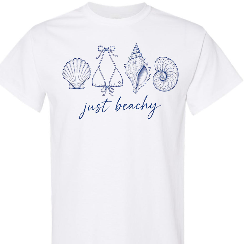 Just Beachy Graphic T-Shirt for Women, Coastal Summer Tee