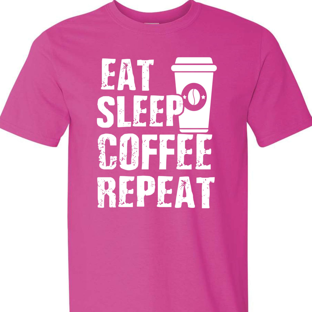 Eat Sleep Coffee Repeat Graphic Tee, Funny Caffeine Addict Quote Shirt for Women and Men, Trendy Barista Coffee Lover Gift