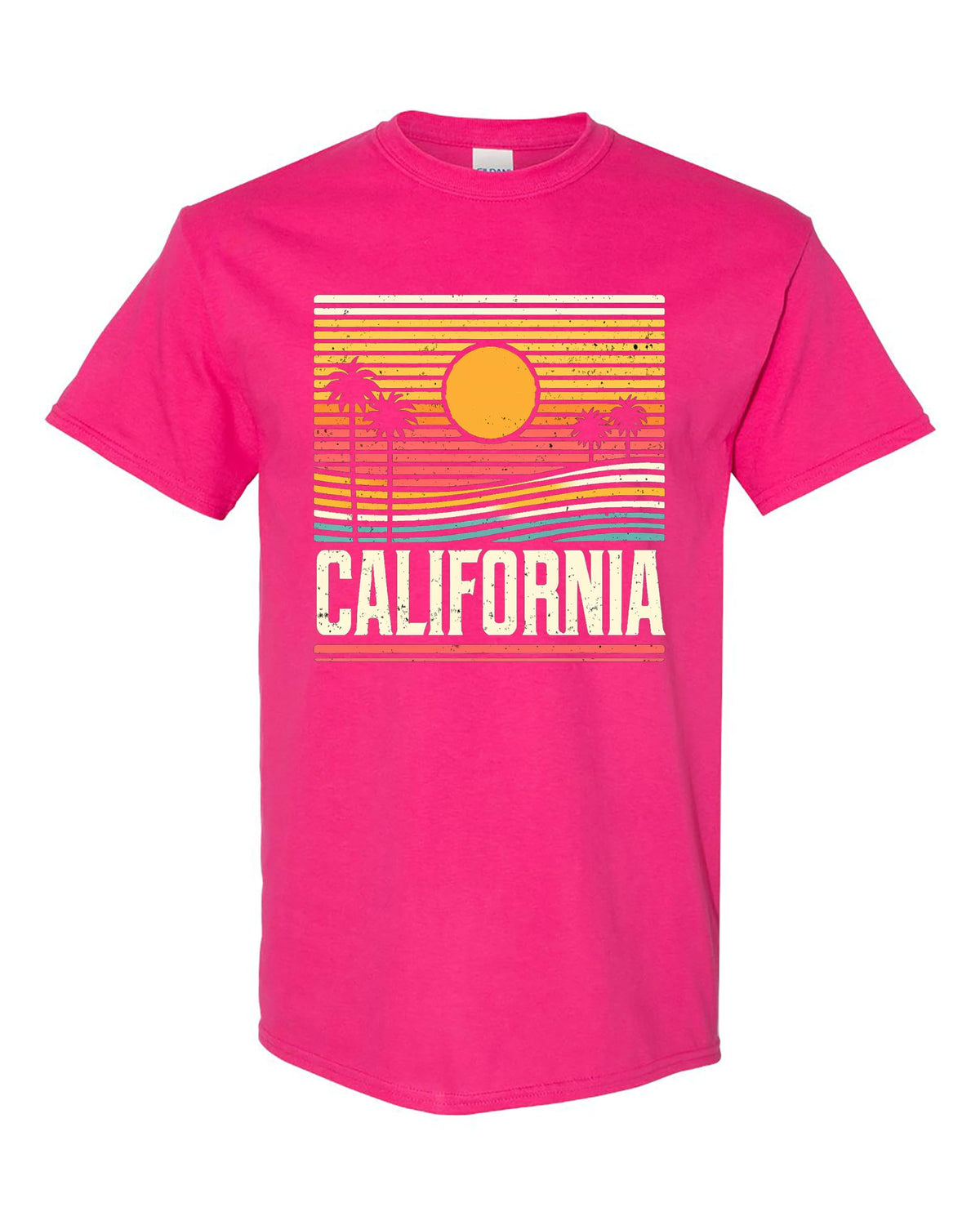Vintage California Sunset T-Shirt, Beach Scene Graphic Tee, Cotton, Men & Women