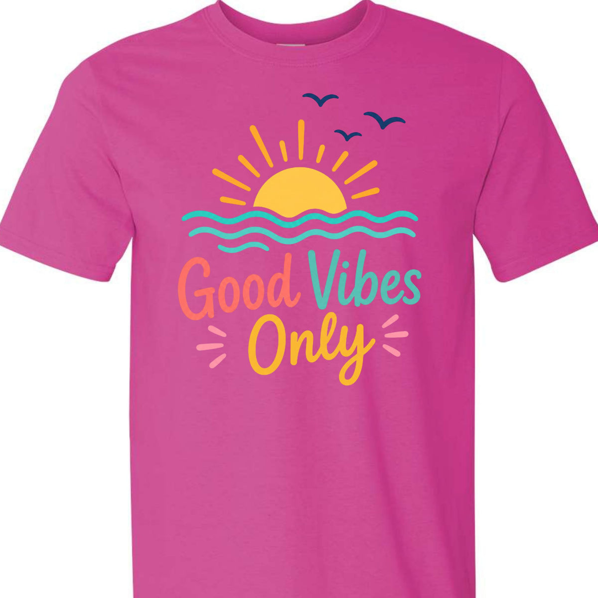 Good Vibes Only Vintage Retro Sunset Beach Graphic T-Shirt