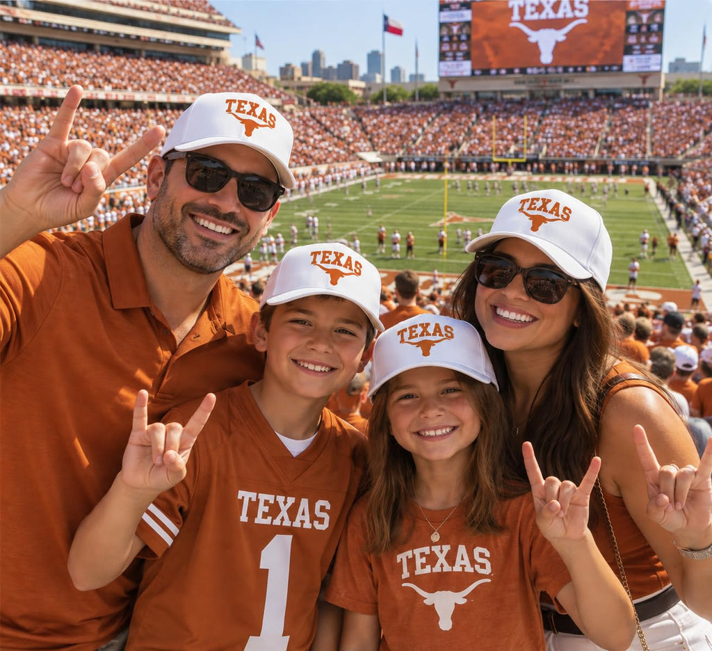 Texas Longhorns Trucker Hat, UT Austin College Football Snapback Cap, Adjustable 5-Panel Game Day Hat for Men and Women